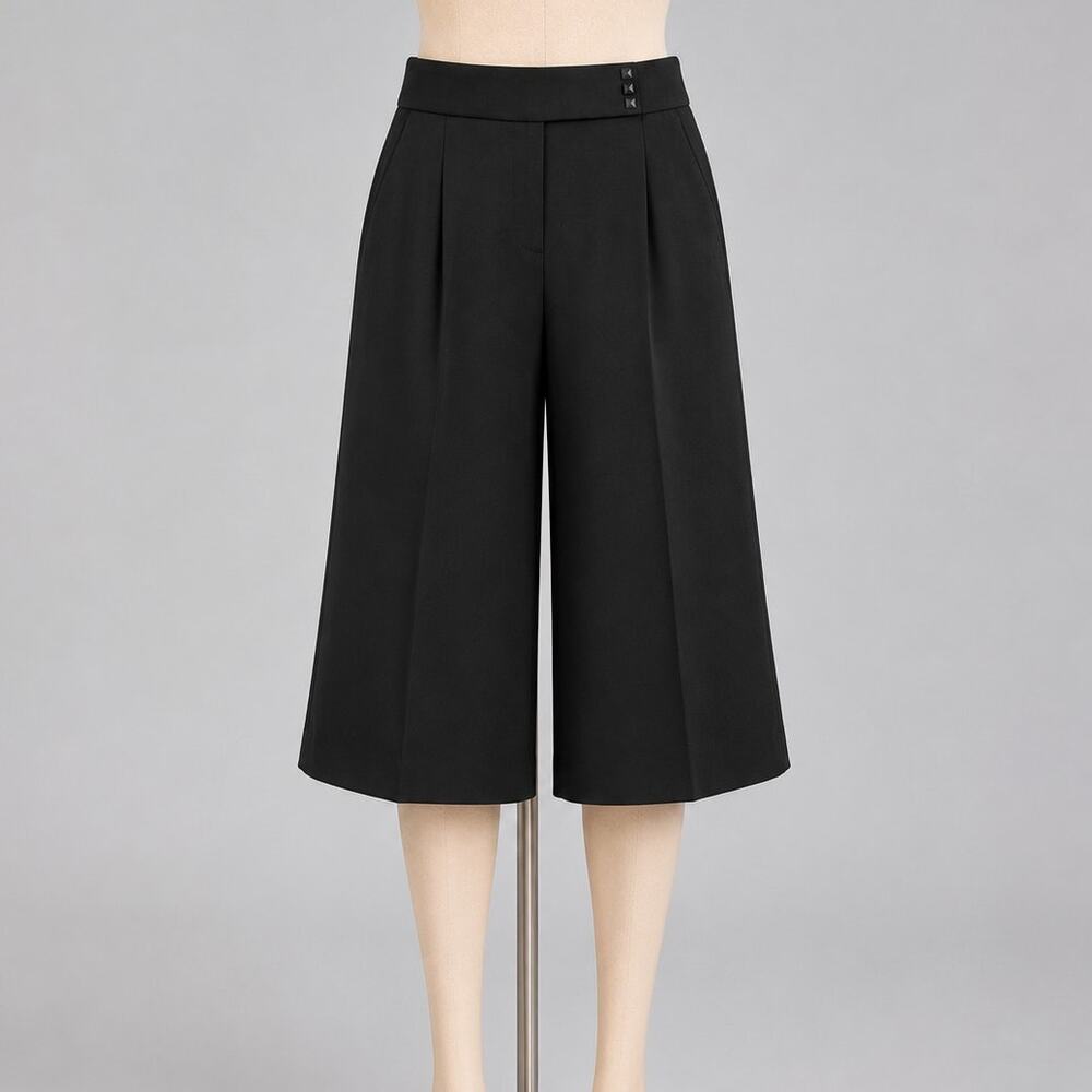 White House Black Market Black Crop Wide Leg Pants/Culottes Size 0